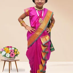 Mom and Me Kids-Girls Purple Sarees-image-92