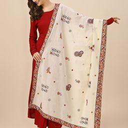 Dupatta Bazaar Ethnic Motifs Embroidered Thread Work Pure Cotton Dupatta-picture-1