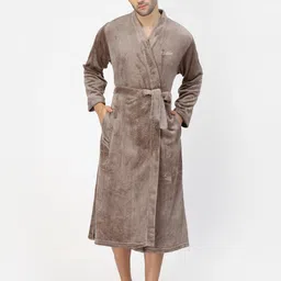 KLOTTHE Men Wool Bath Robe With Belt-image-89