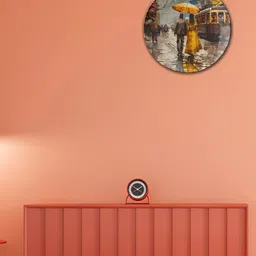 THE QUIRKY HOME Love In The Rain Brown & Yellow Printed Ceramic Wall Plates-image-75