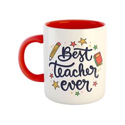 ARTBUG White & Red Printed Ceramic Glossy Finish Dishwasher & Microwave Safe Mugs 350 ml-picture-31