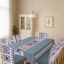 Stylista Multicoloured Set of 8 Chair Cover & 8-Seater Table Cover-picture-45