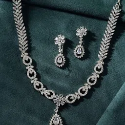 Anouk Silver Plated American Diamond Studded Jewellery Set-picture-17