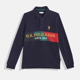 U.S. Polo Assn. Kids Boys Brand Logo Embroidered Polo Collar Pure Cotton T-shirt-picture-24