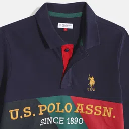 U.S. Polo Assn. Kids Boys Brand Logo Embroidered Polo Collar Pure Cotton T-shirt image 3