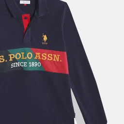 U.S. Polo Assn. Kids Boys Brand Logo Embroidered Polo Collar Pure Cotton T-shirt image 4