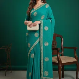 JAINICA Ethnic Motifs Embellished Heavy Work Embroidered Border Saree-picture-36