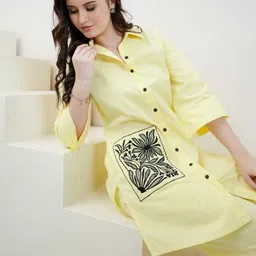 Boho By Athena Embroidered Cotton Collar Neck Tunic With Trousers Co-Ords image 5