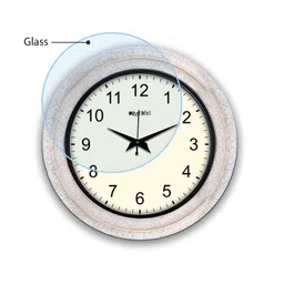 OLIVE TREE Off White & Black Round Wooden Analogue Wall Clock image 5