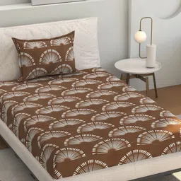 Florida Brown & White Floral 160 TC Single Bedsheet Set 275 cm X 228 cm-image-3