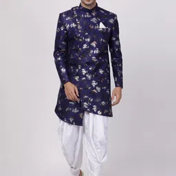 JBN Creation Self Design Mandarin Collar Sherwani-picture-20