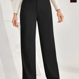 BAESD Women Pack of 2 Relaxed Straight Leg High-Rise Non Iron Trousers-picture-19