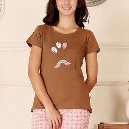 Bodycare Women Cotton Printed T shirt & Shorts Night suit-image-75