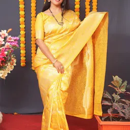 amirat Ethnic Motifs Woven Design Zari Pure Silk Banarasi Saree-picture-21