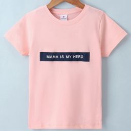 OLLYPOP Sinker Half Sleeves Text Print T-Shirt - Peach-picture-46