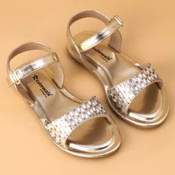 Cute Walk by Babyhug Shimmer Sandals With Velcro Closure - Golden image 2