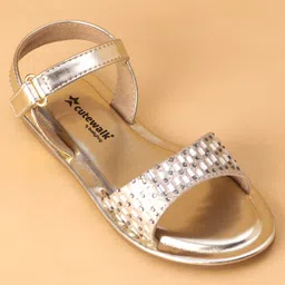 Cute Walk by Babyhug Shimmer Sandals With Velcro Closure - Golden image 3