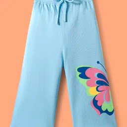 OLLINGTON ST. 100% Cotton Knit Half Sleeves Top & Pant Set With Butterfly Print - Light Blue image 4