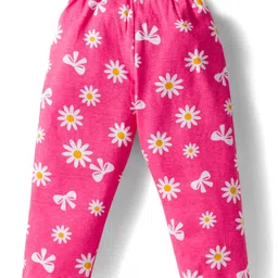Doodle Poodle 100% Cotton Single Jersey Knit Full Sleeves Co-ords Night Suit With Floral Print - Pink image 5