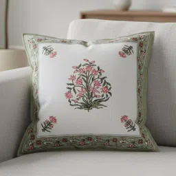 Gulaab Jaipur White & Pink Floral Square Cushion Covers-picture-15