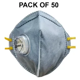 Venus FFP3 NR D Universal Fit Nose Mask with Volv Embedded Nose Clip Flat Fold Grey for Pollution Dust Protection Use, V-430 (Pack of 50 Pcs) image 2