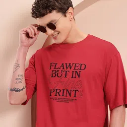 Mast & Harbour Printed Drop-Shoulder Sleeves Pure Cotton T-shirt-picture-58
