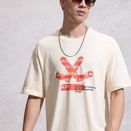 WROGN Pure Cotton Brand Logo Printed Oversized T-shirt-picture-22