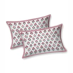 Plarsh Comfort White & Pink Floral 180 TC King Bedsheet with 2 Pillow Covers-picture-15