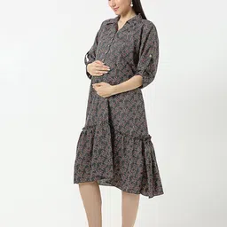 Mom For Sure by Ketki Dalal Floral Printed Maternity A-Line Midi Dress image 2