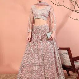 Chhabra 555 Floral Embroidered Mirror Work Tasselled Lehenga Choli With Dupatta-image-28