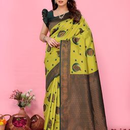 Vastravatika Ethnic Motifs Woven Design Zari Kanjeevaram Saree-picture-27