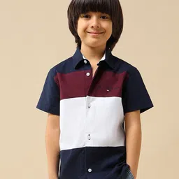 U.S. Polo Assn. Kids Boys Colourblocked Spread Collar Cotton Casual Shirt-picture-54