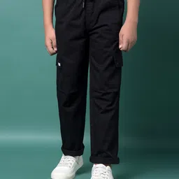 CRIMSOUNE CLUB Cotton Woven Solid Pocket Detailed Pant - Black-picture-10