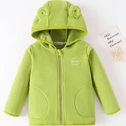 Mark & Mia Full Sleeves Hooded Sweatjacket With Animal Embroidery & Ear Applique - Green-picture-26