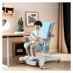 Metreno Chair for kids with Soft Cushion & Height Adjustable with Wheels Comfortable Chairs Study Table and Computer Desk, Blue-image-1