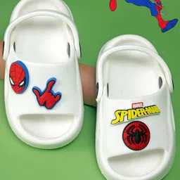 yellow bee Yellow Bees Marvel Featuring Spider Man Applique Detailed Perforated Sling Back Clogs - White-picture-26