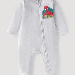 Babyhug Marvel Full Sleeves Sleep Suits with Spiderman Graphics Pack of 3 - Yellow Mint Green & White image 2