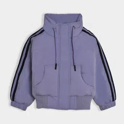 Mi Arcus Full Sleeeves Side Taped Jacket With Kangaroo Pockets - Lavender image 3