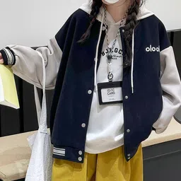 LULU & SKY Girls Typography Colourblocked Bomber Jacket image 5