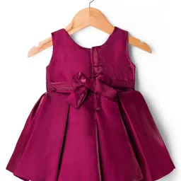 Bluebell Satin Woven Sleeveless Frock & Booties With Floral Applique - Wine image 2