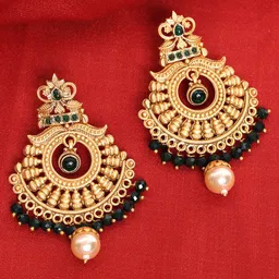 PANASH Gold Plated Beaded Contemporary Drop Earrings image 1