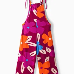 OLLINGTON ST. Cotton Printed Dungaree & Half Sleeves T-Shirt with Print - Multicolour & Orange image 5