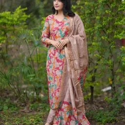 DIVASTRI Women Floral Printed Regular Kurta with Trousers & With Dupatta-picture-40