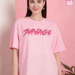 Tromko Women Pack of 2 Graphic Printed Round Neck Cotton Oversized T-shirts-picture-45