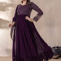 Sashay Boutique Embroidered Frill Anarkali Style Gown With Dupatta image 4