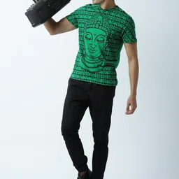 Huetrap Men Green Printed Round Neck T-shirt-picture-23