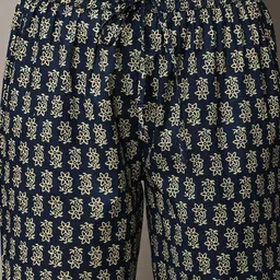 HERE&NOW Women Ethnic Motifs Printed Regular Pure Cotton Kurta with Trousers & With Dupatta image 4