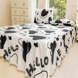 JC HOME Multicoloured 140 TC King Bedsheet with 2 Pillow Covers image 2