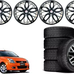 Auto Pearl ViBS44 R14 35.56 cm (14 Inch) PPress Type Wheel Hubcap with Retention Ring Glossy Black Red Strip Wheel Cover for Maruti Swift (Set of 4)-picture-28