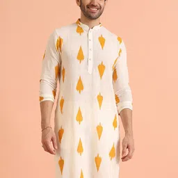 KISAH Men Floral Printed Thread Work Kurta image 2